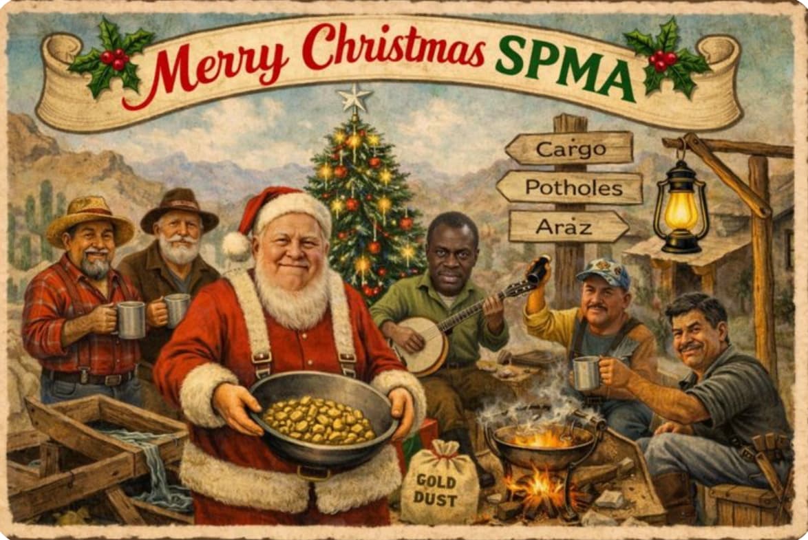 ‘Merry Christmas’ from the SPMA Board of Directors, left to right: Robert, Greg, Santa Clause Joe, Brian, Ron, Calvin